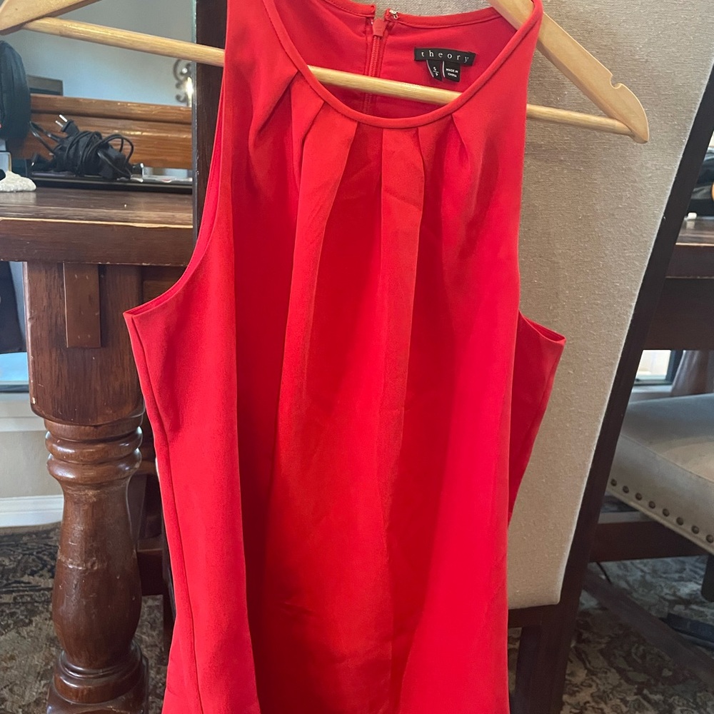 Theory red silk top